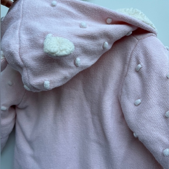 Baby Gap Pink Cream Knit Popcorn Bear Ear Hoodie Button Down Cardigan 18-24 M - Picture 10 of 13